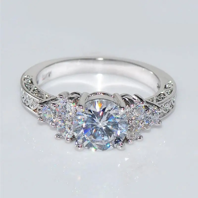 Exquisite Fashion Silver Color Engagement Rings For Women Fashion White Zircon Stones Ring Anniversary Bridal Wedding Jewelry