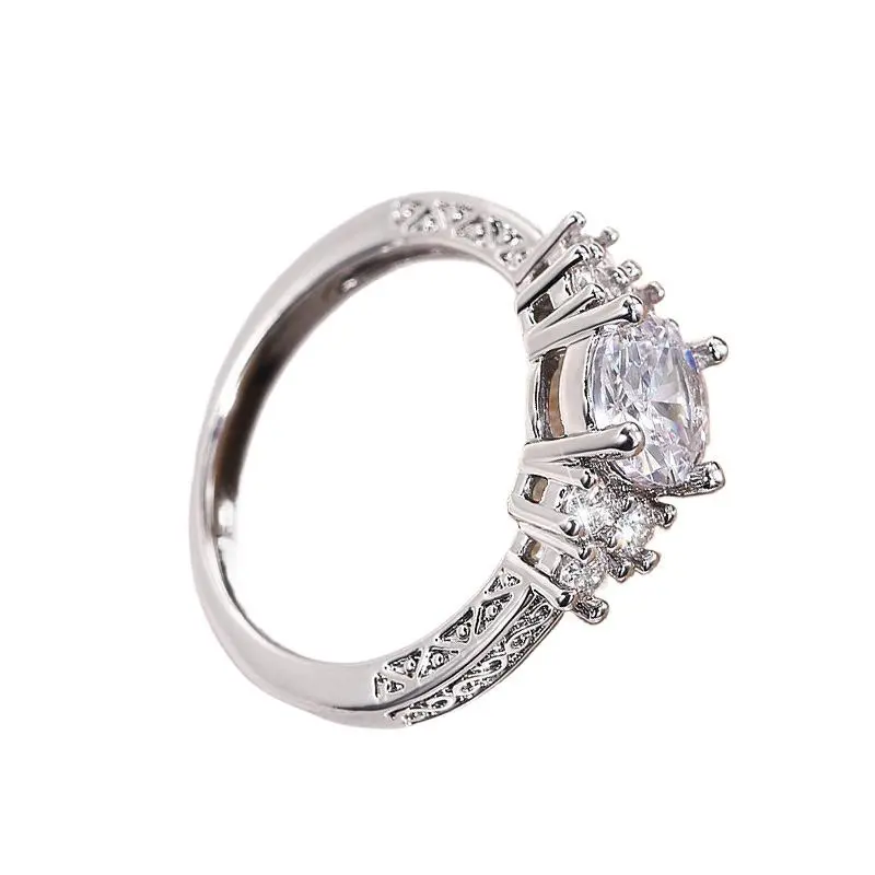 Exquisite Fashion Silver Color Engagement Rings For Women Fashion White Zircon Stones Ring Anniversary Bridal Wedding Jewelry