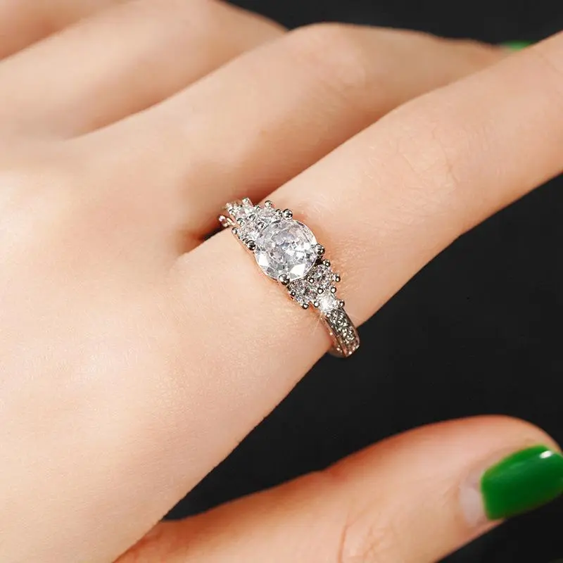 Exquisite Fashion Silver Color Engagement Rings For Women Fashion White Zircon Stones Ring Anniversary Bridal Wedding Jewelry