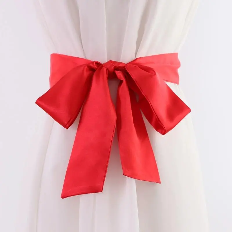 Elegant Solid Color Extended Length Ribbon Belt for Skirts and Jeans; Ideal for Wedding and Bridesmaids Dresses
