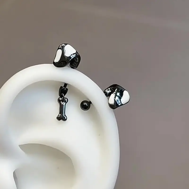 1Pc Dalmatian Ears Ear Bone Nail Stainless Steel Cute Earrings For Women Body Puncture Accessories
