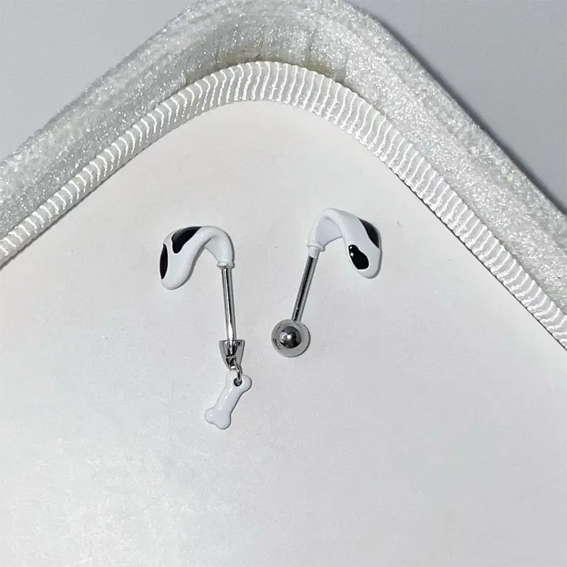 1Pc Dalmatian Ears Ear Bone Nail Stainless Steel Cute Earrings For Women Body Puncture Accessories