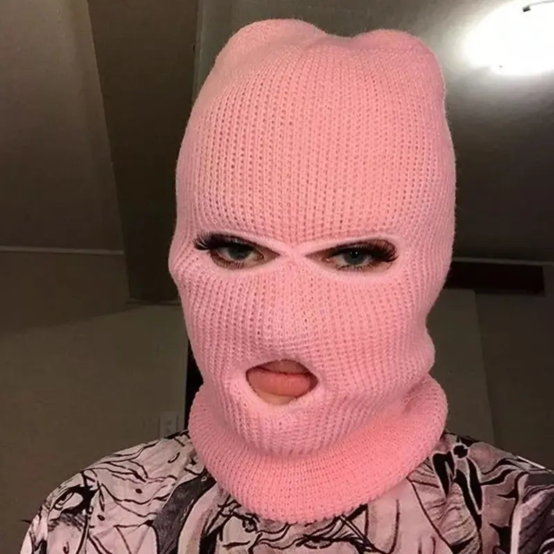 New Fashion 3-Hole Knitted Full Face Cover Ski Mask, Winter Balaclava Warm Knit Full Face Mask for Outdoor Sports