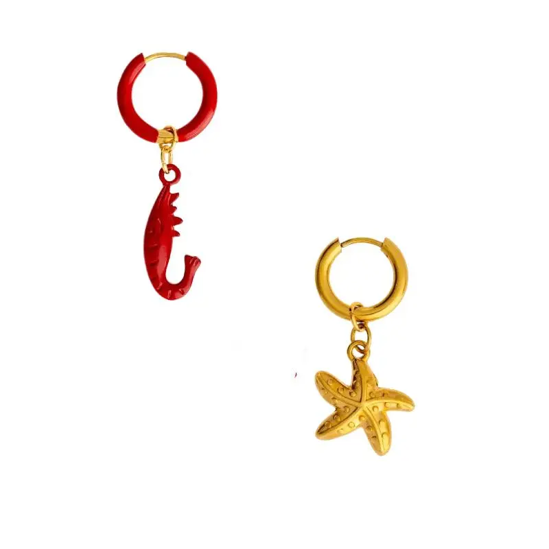 1Piece Fashion Stainless Steel Goldfish Pendants Earring Small Fish Charms Women Jewelry Accessories