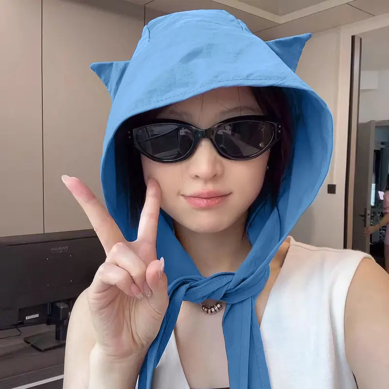 Fashionable Cute Cat Ear Strap Sun Protection Quick-Drying Sun Hat For Women