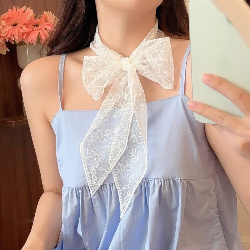Fashion Y2k Long Lace Waistband Bow Floral Lace Waist Belt Tie Up Thin Dress Jeans Belt Summer
