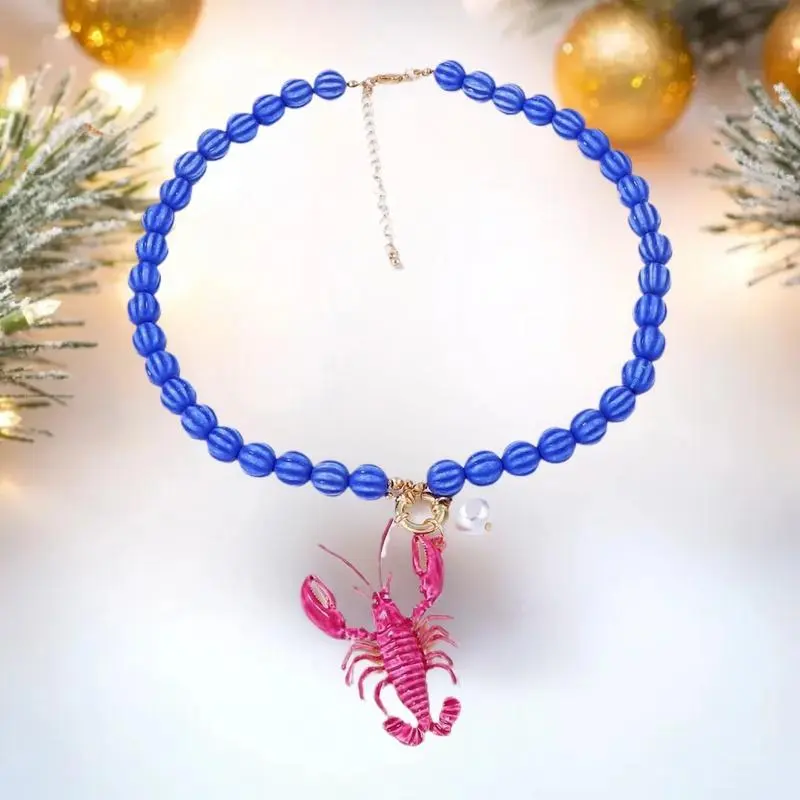 Animals Lobster Pendant Necklace For Women Summer Beach Party Jewelry Gifts