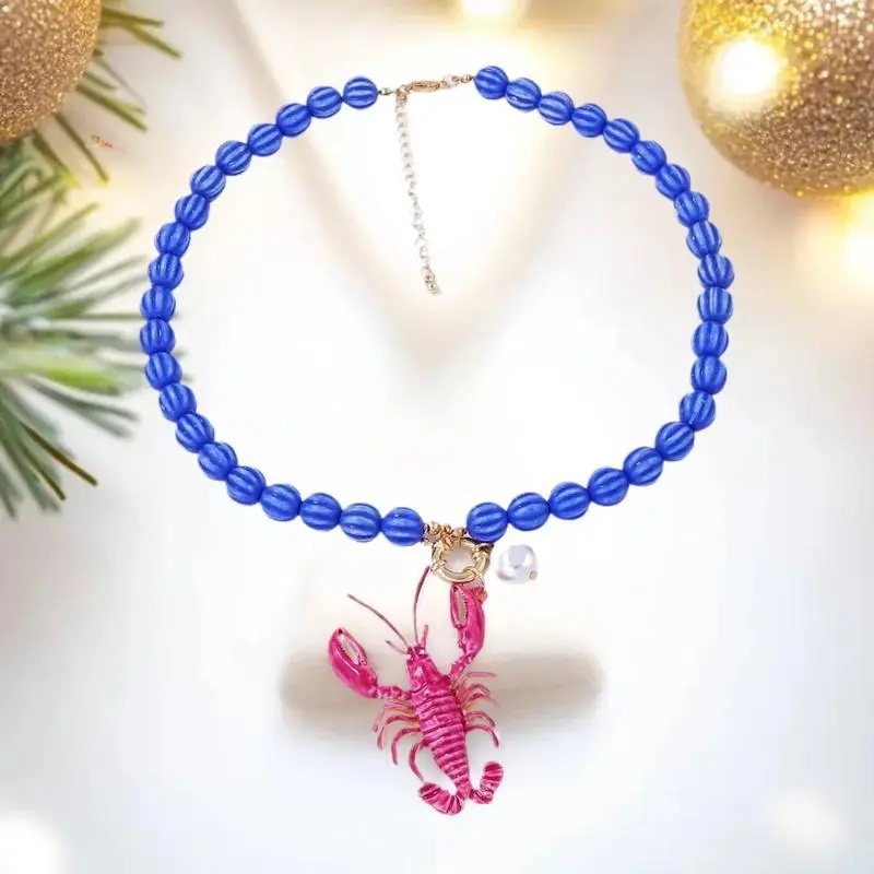 Animals Lobster Pendant Necklace For Women Summer Beach Party Jewelry Gifts