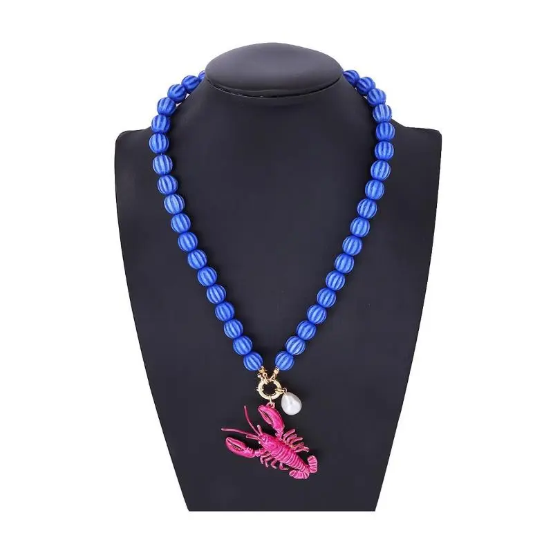 Animals Lobster Pendant Necklace For Women Summer Beach Party Jewelry Gifts