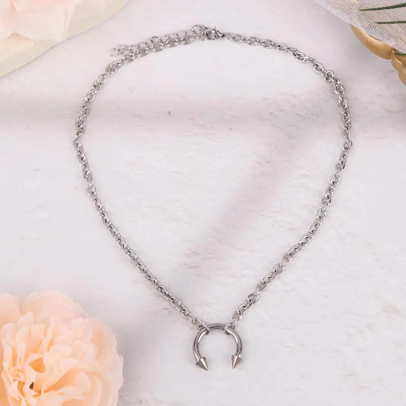 Gothic Punk Unisex Titanium Steel Necklace; Hip-Hop Rivet Pendant; Vintage Party Choker; Y2K Trendy jewelry.