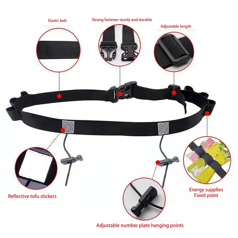 Running Race Number Belt Waist Pack Bib Holder For Triathlon Marathon Cycling Motor With 6 Gel Loops Fitness Sport Accessories