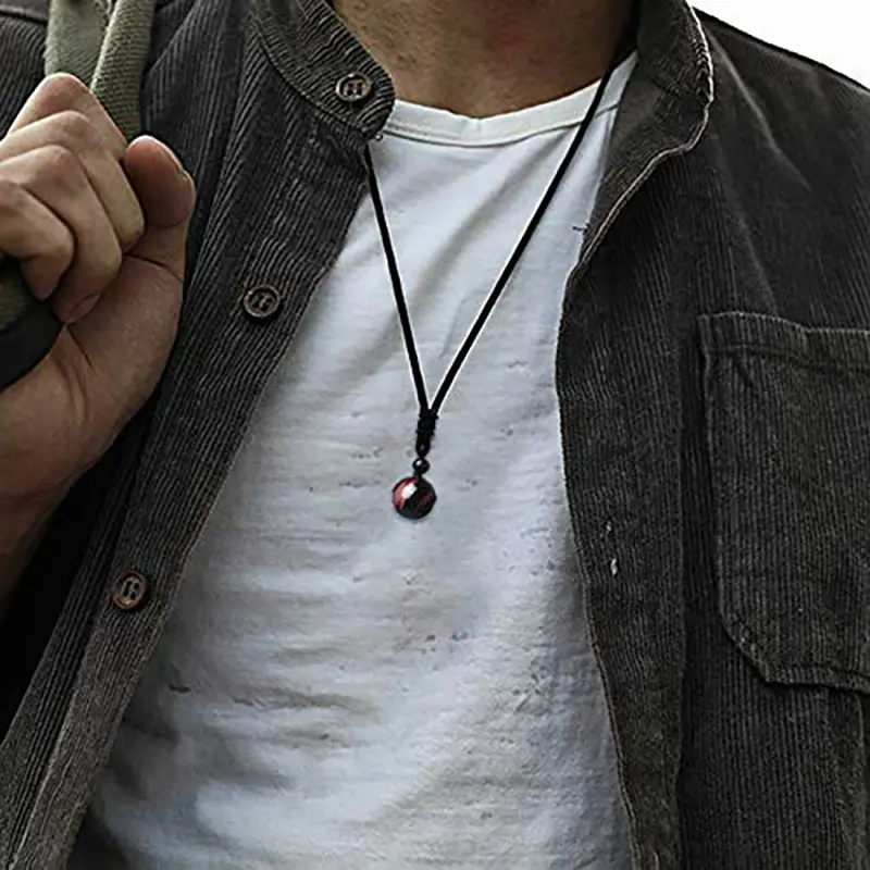 Crystal Necklace Natural Tiger Eye Amethyst Volcanic Stone Necklace Pendant Lucky Blessing Stone Pendant Men's Necklace