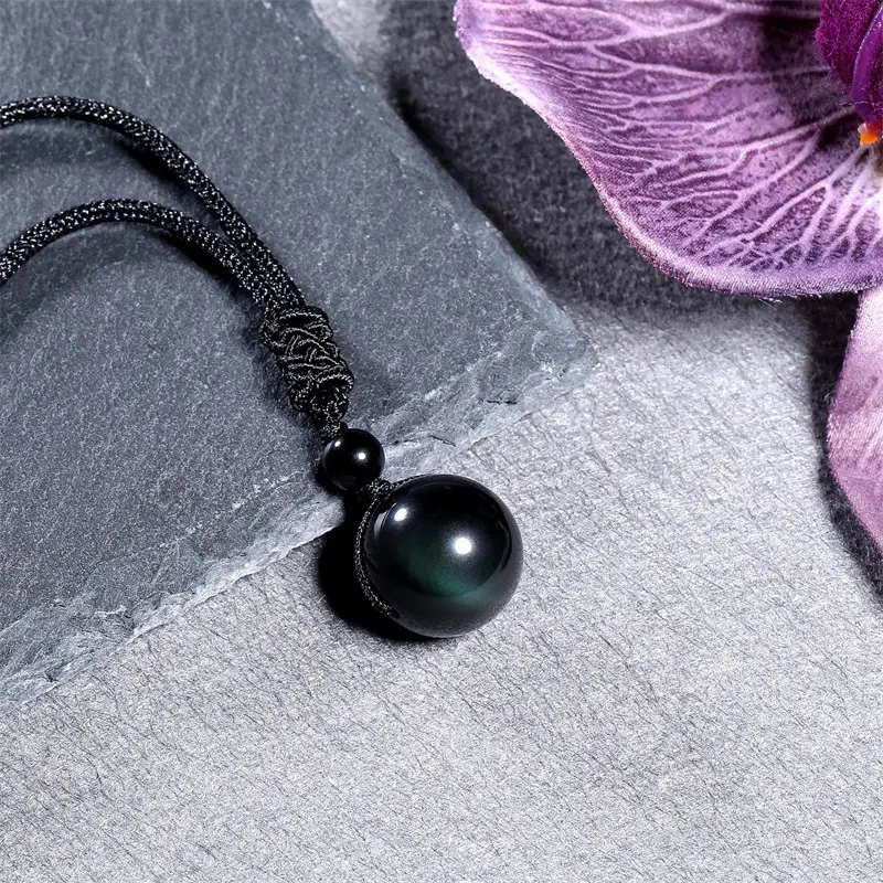 Crystal Necklace Natural Tiger Eye Amethyst Volcanic Stone Necklace Pendant Lucky Blessing Stone Pendant Men's Necklace