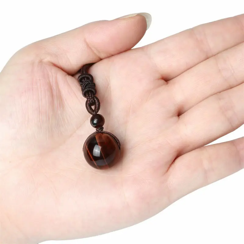 Crystal Necklace Natural Tiger Eye Amethyst Volcanic Stone Necklace Pendant Lucky Blessing Stone Pendant Men's Necklace