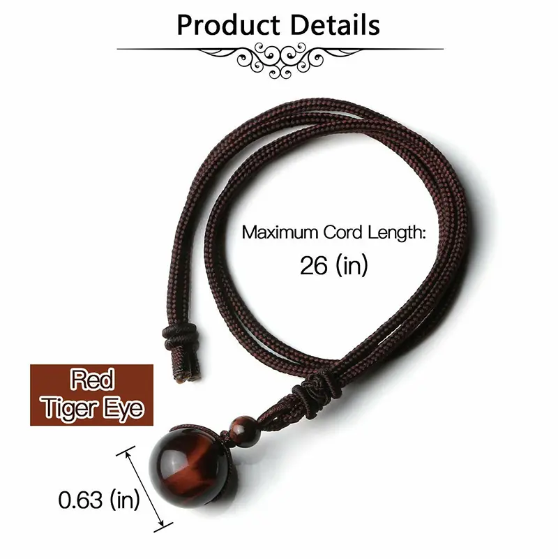 Crystal Necklace Natural Tiger Eye Amethyst Volcanic Stone Necklace Pendant Lucky Blessing Stone Pendant Men's Necklace