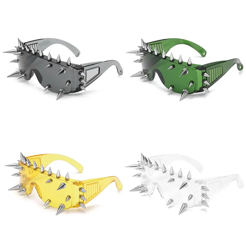 Novelty Punk Glasses  Rock Large Shield Spike Fashion Weird Club Sunglasses Funny Party Glasses