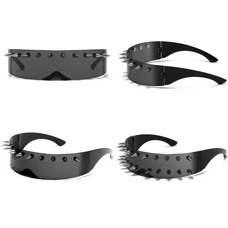 Novelty Punk Glasses  Rock Large Shield Spike Fashion Weird Club Sunglasses Funny Party Glasses