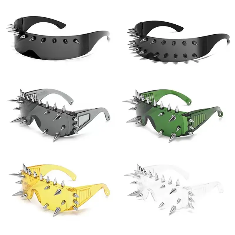 Novelty Punk Glasses  Rock Large Shield Spike Fashion Weird Club Sunglasses Funny Party Glasses