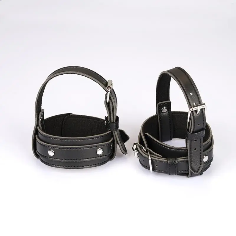 2PCS Punk Women Adjustable Black PU Leather Ankle Harness With Buckle Straps Gothic Foot Accessories For For Cosplay Party