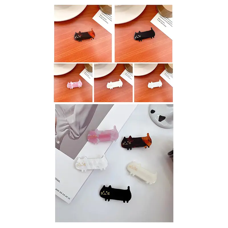 2Pcs Cute Acetate Cat Hair Claw Clips Hairpin For Women Girls Students Side Clip Duckbill Clip For Washface Hair Accessories