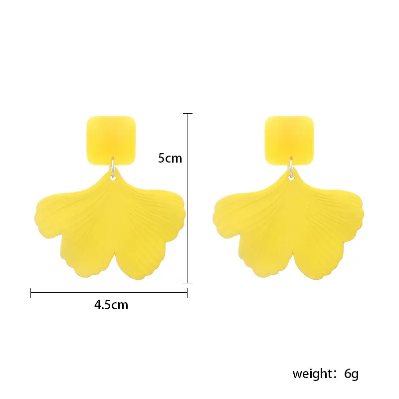 Sweet Yellow Color Ginkgo Leaf Earrings For Women Vintage Bohemian Summer Beach Jewelry Accessories