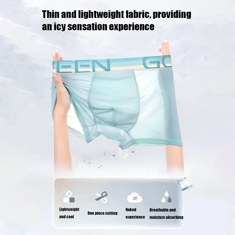 Ultra-thin Quick-drying Men's Underwear Teenagers Ice Silk Seamless Boxer Shorts Boys Sports Boxer Shorts
