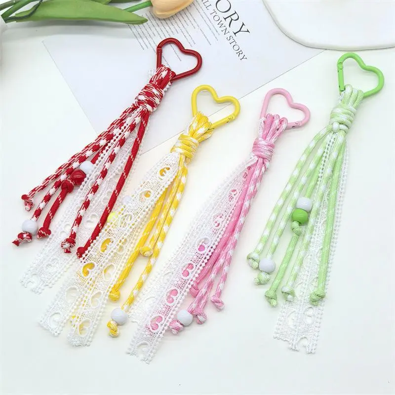 Creative Candy Color Series Lace Ribbon Braided Lanyard Miu Style Climbing Rope Car Keychain Bag Hanging