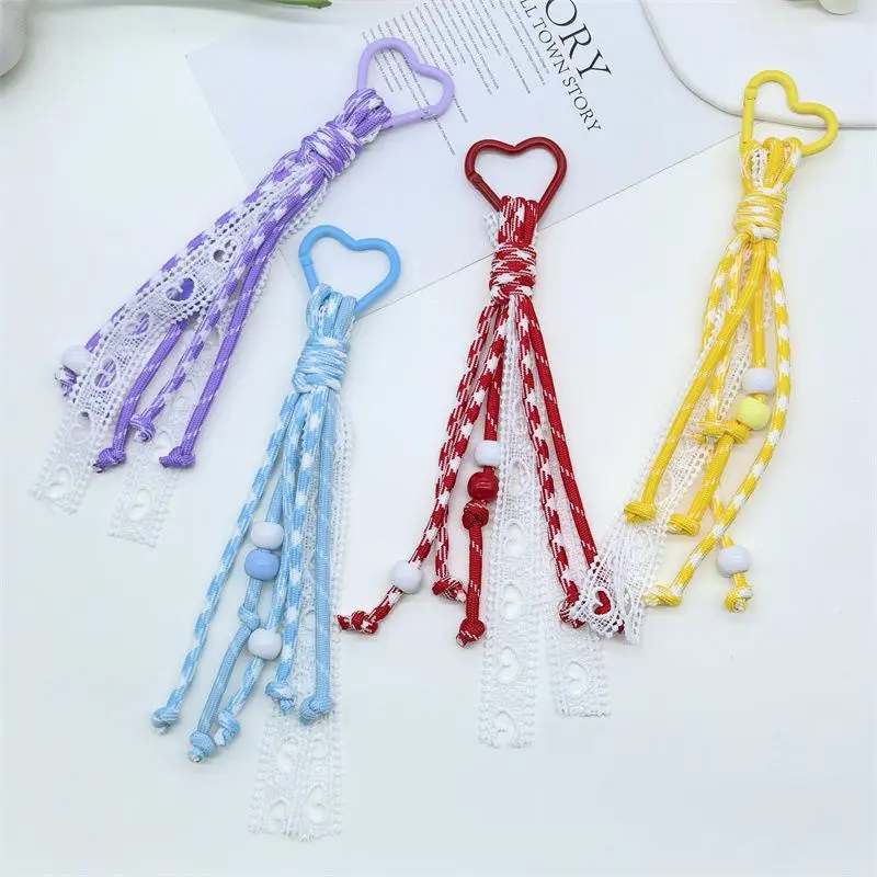 Creative Candy Color Series Lace Ribbon Braided Lanyard Miu Style Climbing Rope Car Keychain Bag Hanging