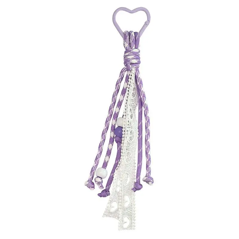 Creative Candy Color Series Lace Ribbon Braided Lanyard Miu Style Climbing Rope Car Keychain Bag Hanging