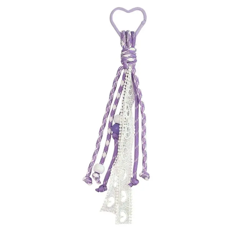 Creative Candy Color Series Lace Ribbon Braided Lanyard Miu Style Climbing Rope Car Keychain Bag Hanging