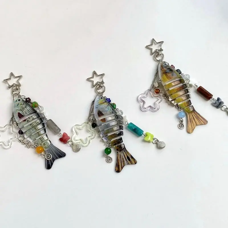 Fashion Handmade Fish Keychain Bag Charm Pendant Decoration For Fishing Enthusiasts Souvenir Gifts Jewelry Accessories