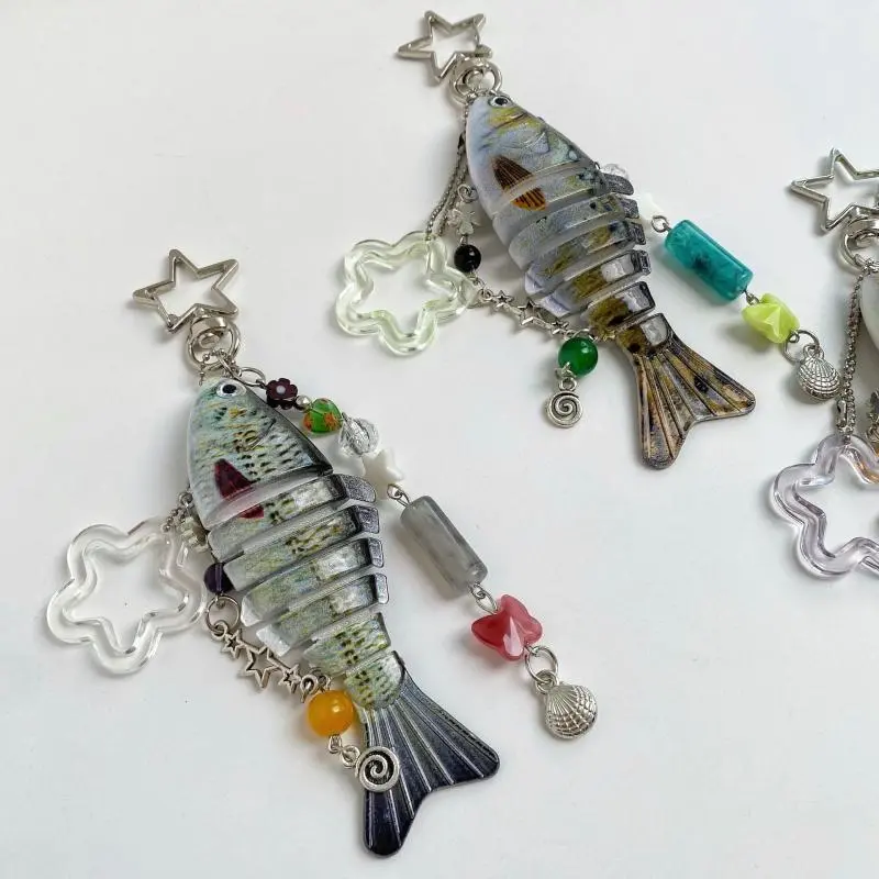 Fashion Handmade Fish Keychain Bag Charm Pendant Decoration For Fishing Enthusiasts Souvenir Gifts Jewelry Accessories