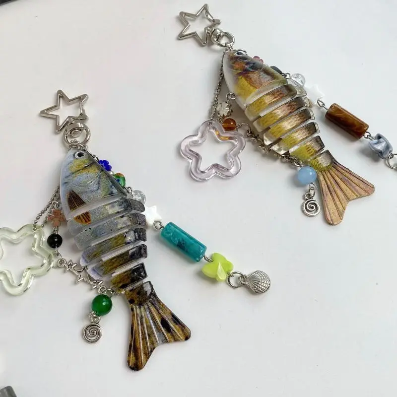 Fashion Handmade Fish Keychain Bag Charm Pendant Decoration For Fishing Enthusiasts Souvenir Gifts Jewelry Accessories