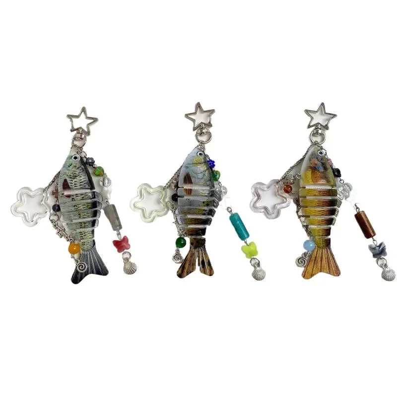 Fashion Handmade Fish Keychain Bag Charm Pendant Decoration For Fishing Enthusiasts Souvenir Gifts Jewelry Accessories