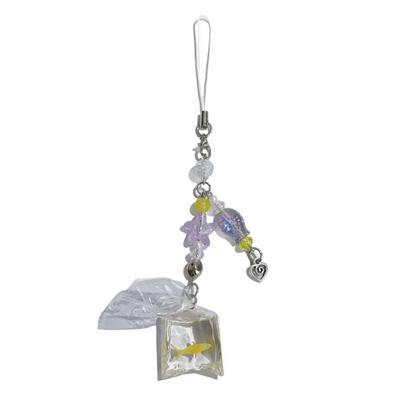 Sweet Y2K Cute Fish Clear Starfish Phone Chain Lanyard Keychain Pendant Girl Fashion Bag Hanging Ornament Backpack Charm Gift
