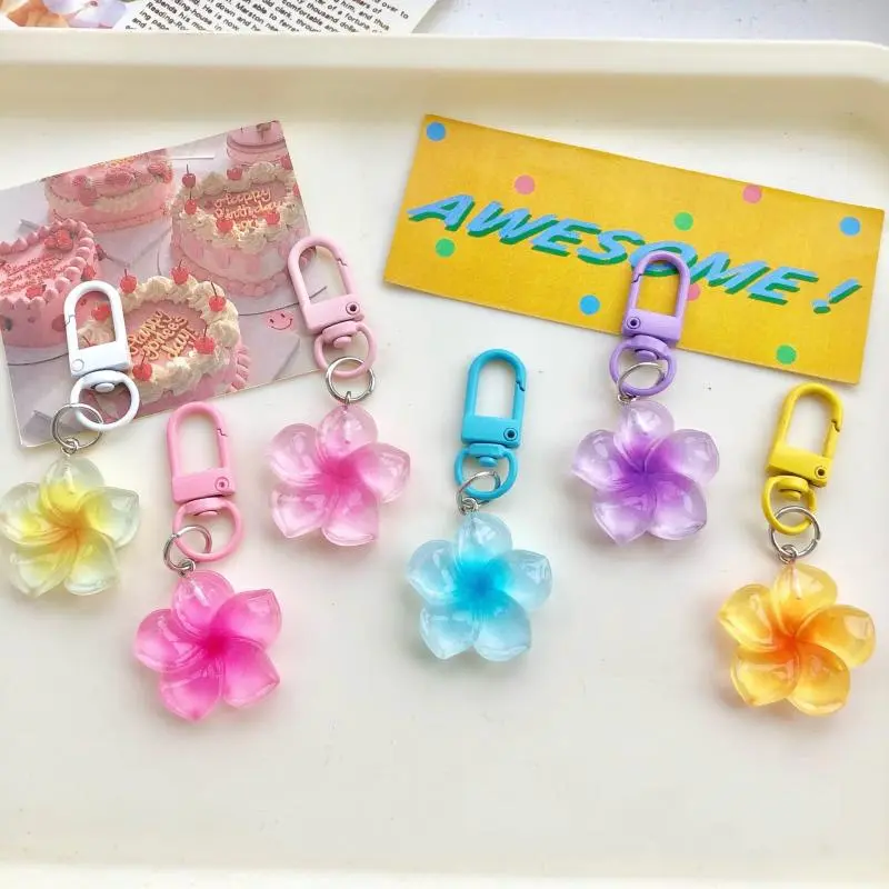 2Pcs Transparent Floral Keychain Cute Multi-Purpose Key Holder Bag Earphone Case Charm Pendant Accessories For Women Girls