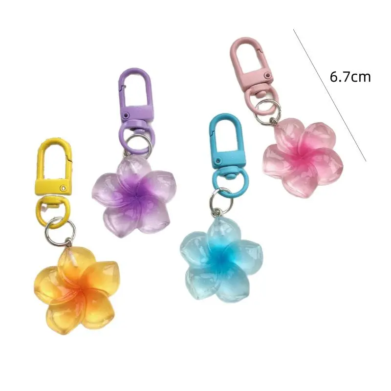 2Pcs Transparent Floral Keychain Cute Multi-Purpose Key Holder Bag Earphone Case Charm Pendant Accessories For Women Girls
