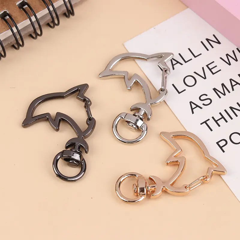 10Pcs Alloy Bat Dolphin Rabbit Keychain With Lobster Clasp For DIY Handmade Accessories