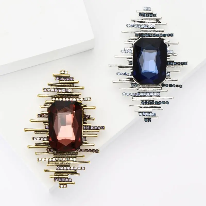 Fashion Rhinestone Crystal Geometric Brooches For Women Clothing Coat Jewelry Accessries Gifts