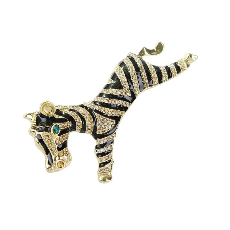 Retro Rhinestone Dripping Oil Animal Zebra Brooches For Women Clothing Coat Jewelry Accessries Gifts