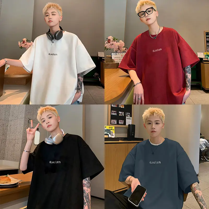 Ins Trend Boys Short-sleeved T-shirt Summer New Loose Youth Casual Short-sleeved Simple Tops