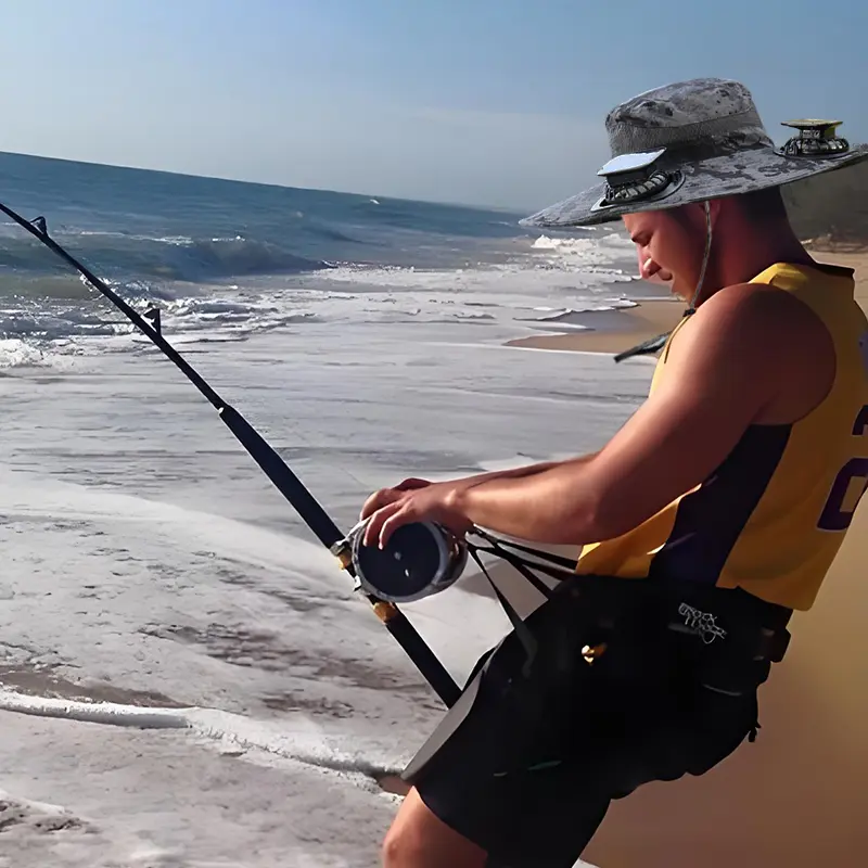Outdoor Wide Brim Sun Hat With 2 Solar Fan Sun Bucket Hat For Men Women UPF 50+ Bucket Fishing & Beach Hat With Fan Built In