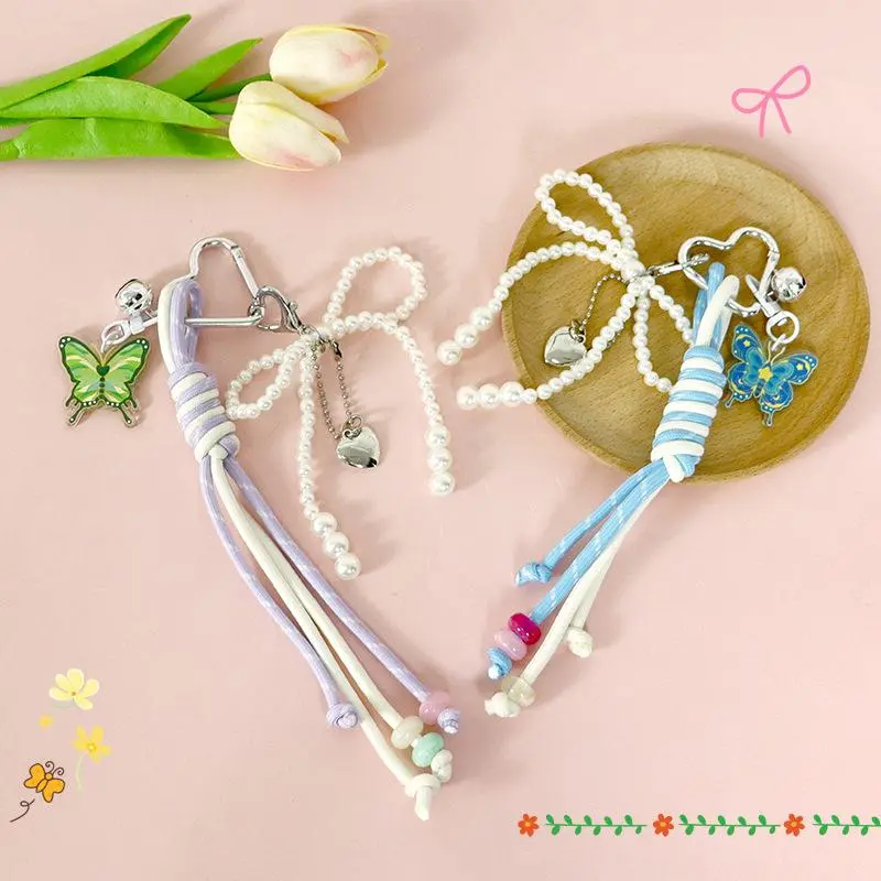 1 Piece Y2K Fashion Bag Pendant Korean Charm Nylon Handmade Rope Keychain Jewelry Colorful Keyring Gift