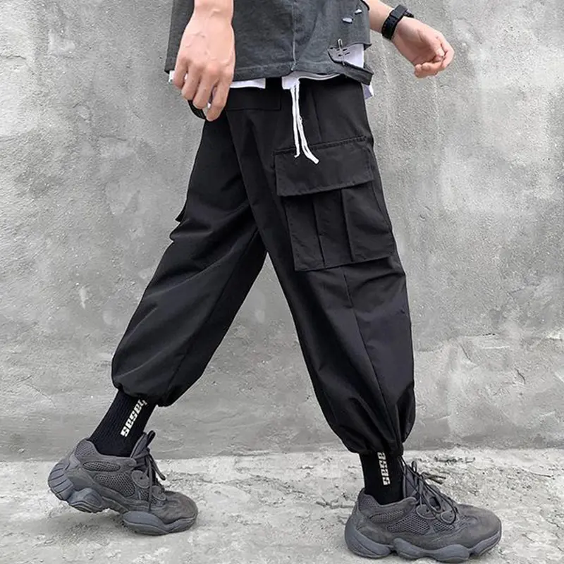Casual Pants Cargo High Street Drawstring Workwear Trendy Loose Versatile Straight Wide-Leg Casual Pants