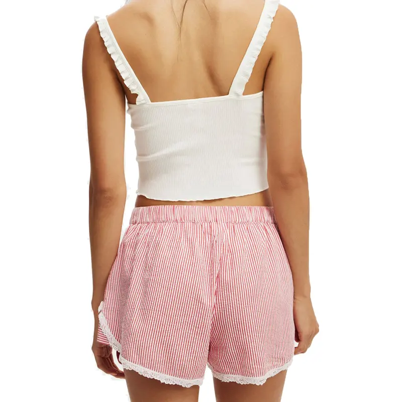 Women's Summer Casual Pajama Shorts Loose Fit Elastic Band Plaid Print Lounge Shorts Ladies Leisure Style Sleep Bottoms