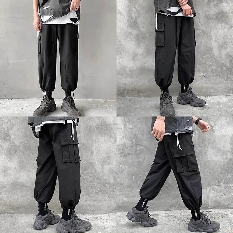 Casual Pants Cargo High Street Drawstring Workwear Trendy Loose Versatile Straight Wide-Leg Casual Pants
