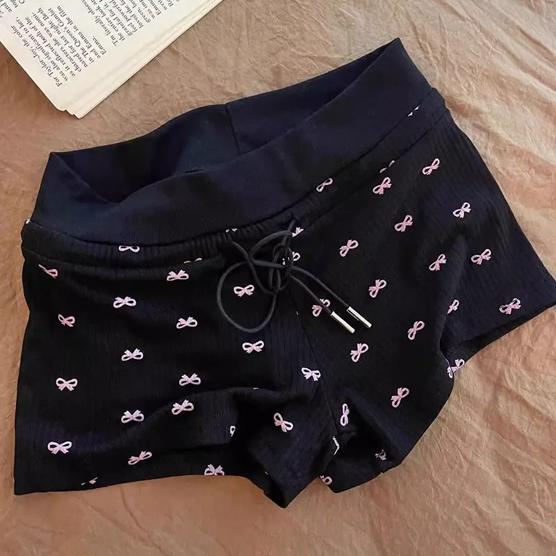 Bowknot Summer Ice Silk Thread Pajamas Set With Chest Pad Suspender Suit For Women