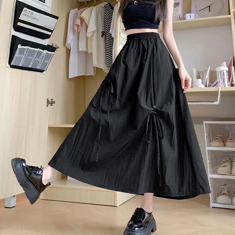 Fashion Casual High Waist Sweet White Bow Skirt Umbrella Skirt For Women