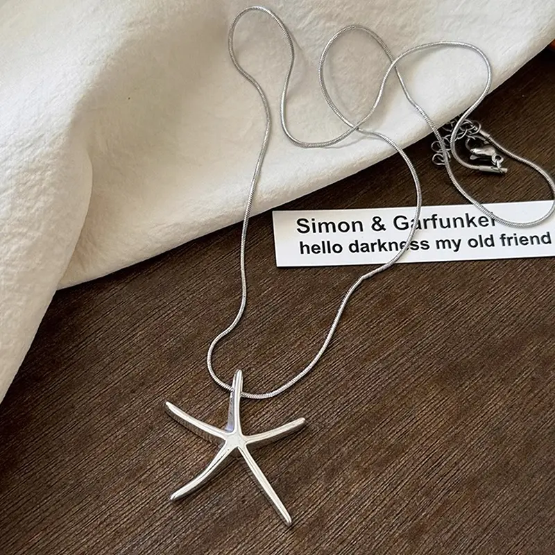 Simple Metal Starfish Pendant Necklaces For Women Men Fashion Star Neck Chain Summer Wedding Party Jewelry Gifts