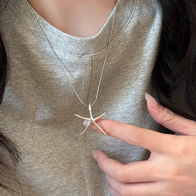 Simple Metal Starfish Pendant Necklaces For Women Men Fashion Star Neck Chain Summer Wedding Party Jewelry Gifts